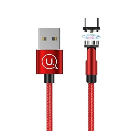 USAMS Kabel magnetyczny U59 USB-C 2.1A Fast Charge 1m pleciony czerwony/red SJ473USB02 (US-SJ473) regulowany kąt USAMS