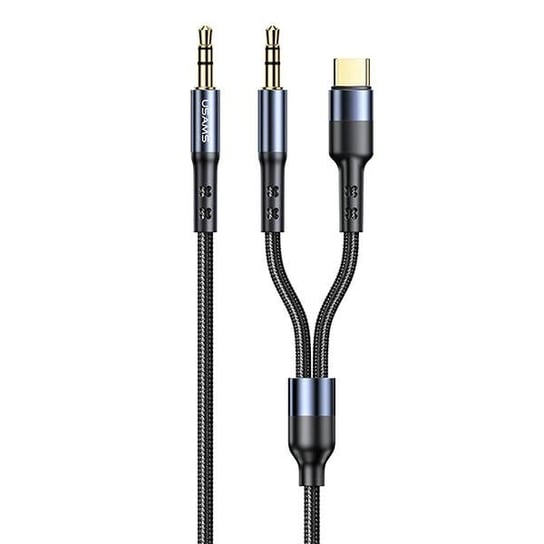 USAMS Kabel pleciony 2w1 1,2m Fast Charge (USB-C/Jack 3,5mm na Jack 3,5mm) SJ555YP01 (US-SJ555) USAMS