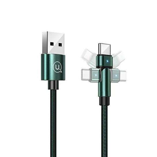 USAMS Kabel pleciony obrotowy U60 2A USB-C zielony/green 1m SJ477USB02 (US-SJ477) USAMS