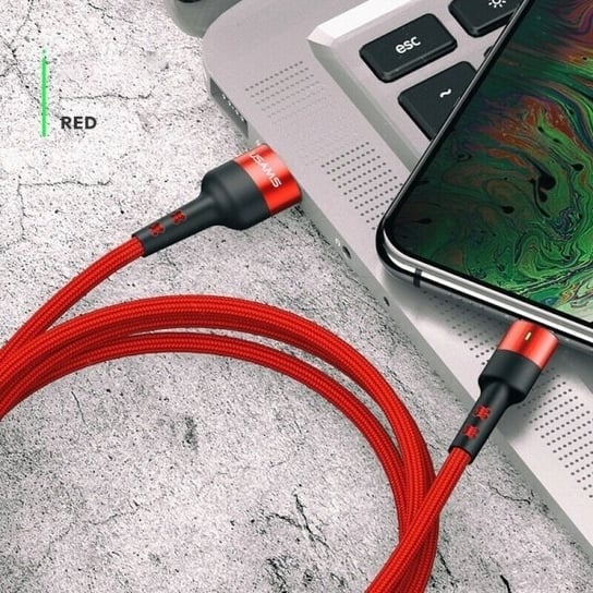 USAMS Kabel pleciony U26 USB-C 1m 3A Fast Charging czerwony/red SJ313TC02 (US-SJ313) USAMS