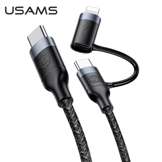 USAMS Kabel pleciony U31 USB-C na USB-C /lightning 60W PD Fast Charge czarny/black SJ403USB01 (US-SJ403) USAMS