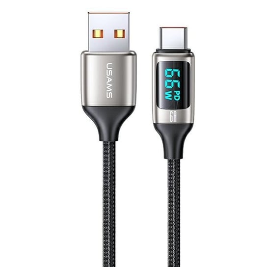 USAMS Kabel pleciony U78 USB-C 1.2m LED 6A Fast Charging biały/white SJ544USB02 (US-SJ544) USAMS