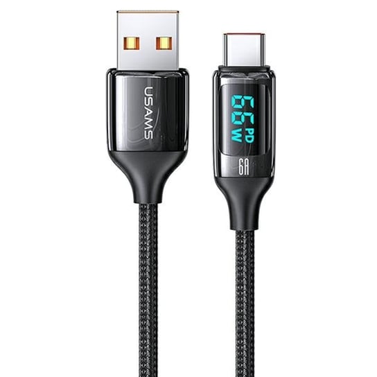 USAMS Kabel pleciony U78 USB-C 1.2m LED 6A Fast Charging czarny/black SJ544USB01 (US-SJ544) USAMS