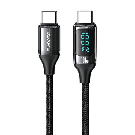 USAMS Kabel pleciony U78 USB-C na USB-C LED 2m 100W Fast Charging czarny/black SJ558USB01 (US-SJ558) USAMS