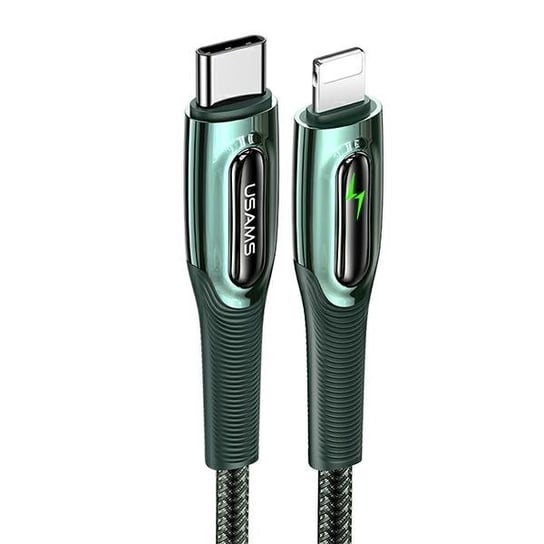 USAMS Kabel pleciony USB-C na Lightning Smart Power-off 20W PD Cable1.2m ciemny zielony/dark green SJ518USB02 (US-SJ518) USAMS