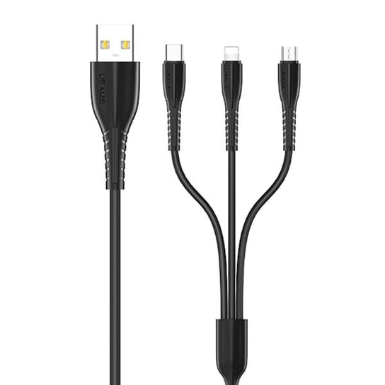 USAMS Kabel U35 3w1 1m 2A Fast Charge czarny/black (lightning/microUSB/USB-C) SJ367USB01 (US-SJ367) USAMS