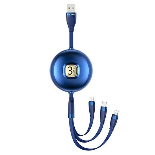 USAMS Kabel U69 3w1 1m niebieski/blue (lightning/microUSB/USB-C) SJ508USB02 (US-SJ508) USAMS