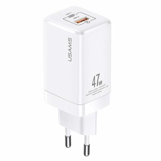 USAMS Ład. siec. T41 USB-C+USB GaN 47W PD+QC (only head) Fast Charging biały/white CC137TC02 (US-CC137) USAMS