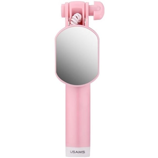USAMS Selfie Stick Mini Mirror 3,5mm różowy/pink ZB3002 (US-ZB030) USAMS