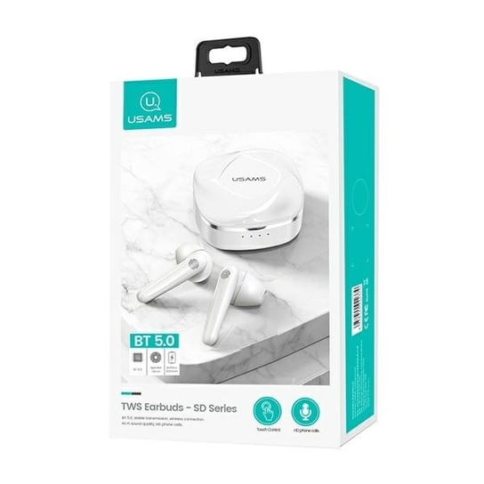USAMS Słuchawki Bluetooth 5.0 TWS SD series bezprzewodowe biały/white BHUSD01 USAMS