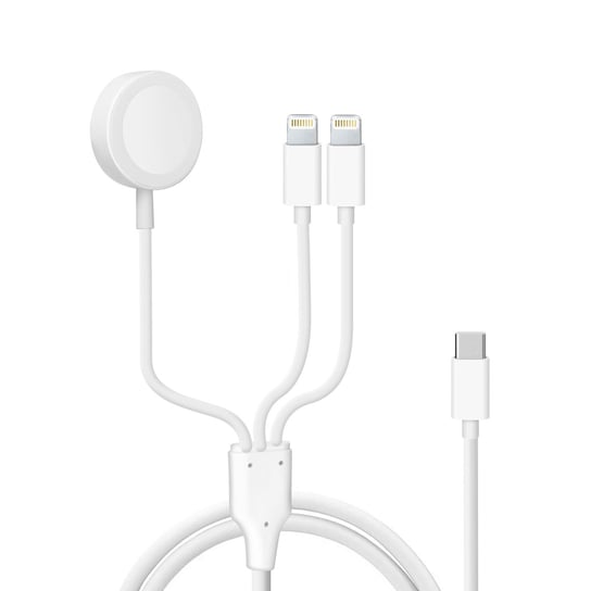 USB-C do 2x Lightning i magnetyczny kabel ładujący 2A Intensywność Biały Avizar