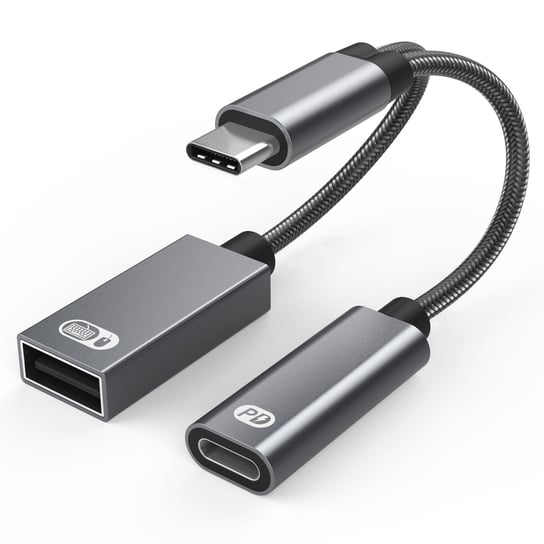 USB-C męski na USB żeński + gniazdo ładowania USB-C PD i adapter OTG USB 2.0 INF