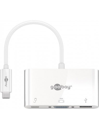 USB-C™ Multiport Adapter USB 3.0+VGA+C PD, biały - Zużycie Jednostka 1 szt./torebka foliowa Goobay