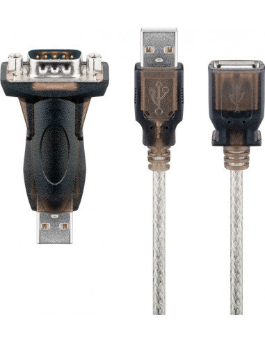 USB szeregowych RS232 mini, Przezroczysty - Długość kabla 1.5 m Goobay