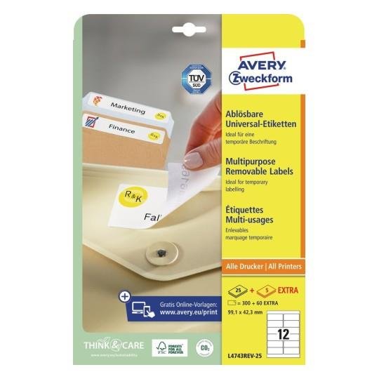 Usuwalne Etykiety Avery Zweckform 99,1x42,3mm Avery Zweckform