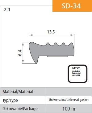 Uszczelka Samoprzylepna Czarna Sd-34/4-0 13.5*6.4Mm STOMIL