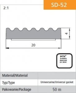 Uszczelka Samoprzylepna Czarna Sd-52/4-0 Dgp 20*4 50M STOMIL