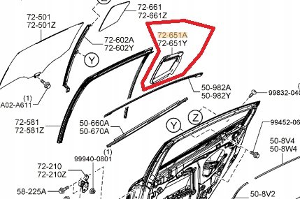 Uszczelka Szyby Stałej W Drzwiach Prawy Tył Mazda6 MAZDA