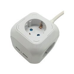 V-TAC, Przedłużacz kostka biały, 4 gniazda+2 gniazda USB 1.55MM 1.4M VT-1154-2 V-TAC