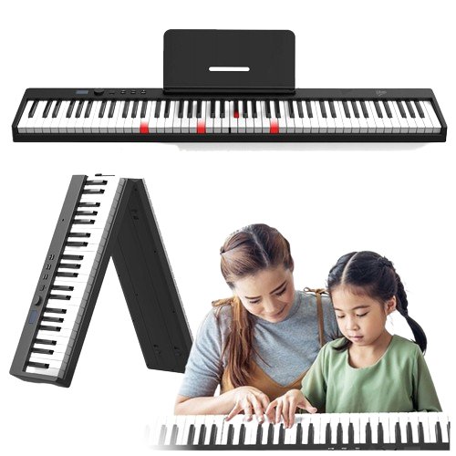 V-Tone Pfp Pianino Cyfrowe Przenośne Składane Czarne 88 Klawiszy Pulpit Do Nut Pokrowiec Usb-C V-Tone
