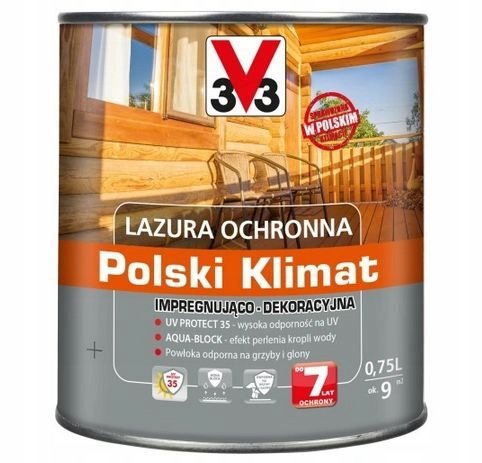 V33 LAZURA OCHRONNA 0,75L POLSKI KLIMAT JASNY DĄB V33