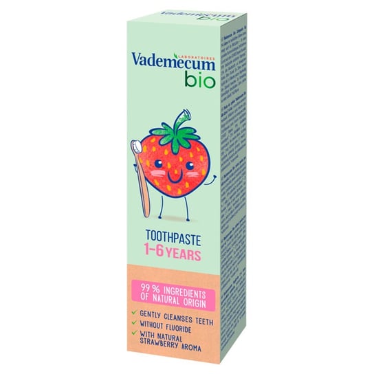 Vademecum, Bio Kids Toothpaste pasta do zębów dla dzieci 1-6 lat z naturalnym aromatem truskawki 50ml Vademecum