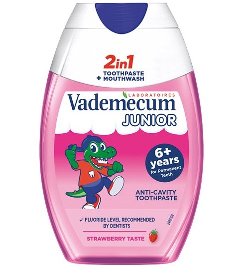 Vademecum, Junior, pasta do zębów 2w1 strawberry, 75 ml Vademecum