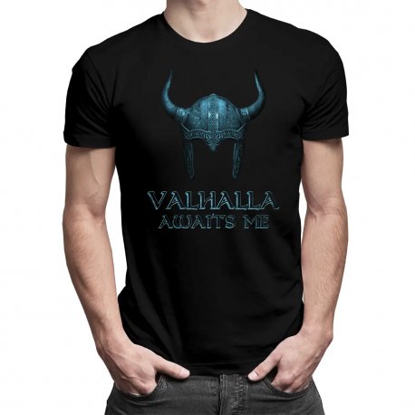 Valhalla awaits me - męska koszulka dla fanów serialu Wikingowie Koszulkowy