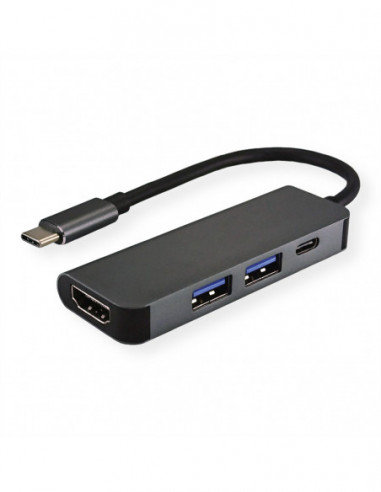 VALUE Adapter Typu C - HDMI, M/F, 2x USB 3.2 Gen 1 A F, 1x Typ C (zasilanie) Value
