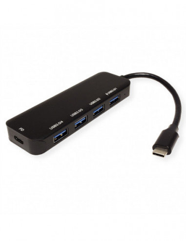 VALUE Hub USB 3.2 Gen 1, 4 porty, kabel połączeniowy typu C, z PD Inna marka