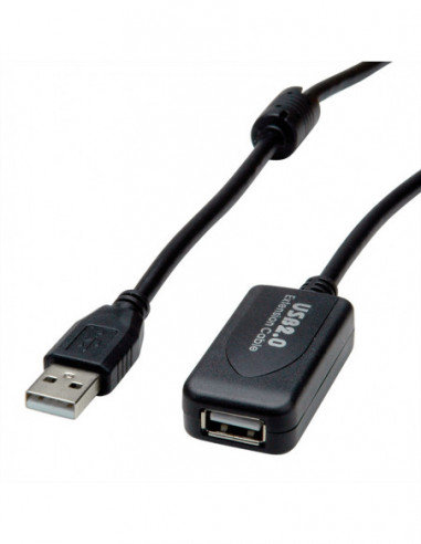 VALUE Kabel przedłużający USB 2.0, aktywny z Repeaterem, czarny, 5 m SECOMP