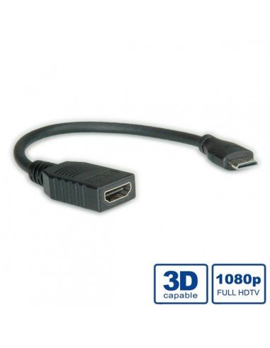 VALUE Kabel przejściówka HDMI High Speed z Ethernet typ A-C 0.15m Value