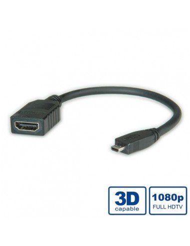 VALUE Kabel przejściówka HDMI High Speed z Ethernet typ A-D 0.15m Value