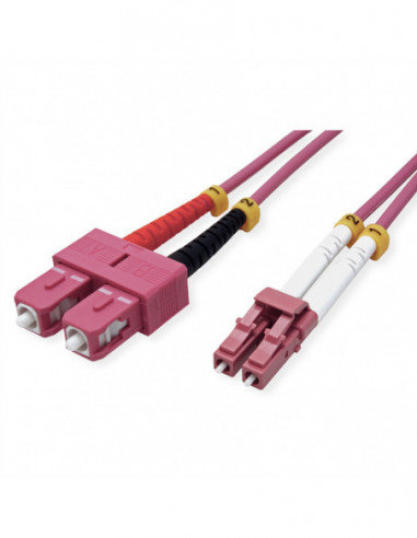 VALUE Kabel światłowodowy zworkowy, 50/125µm, LC/SC, OM4, fioletowy, 0,5 m Value
