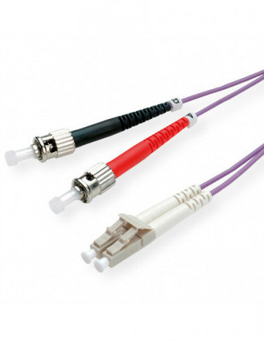 VALUE Kabel światłowodowy zworkowy, 50/125µm, LC/ST, OM4, fioletowy, 1 m Value