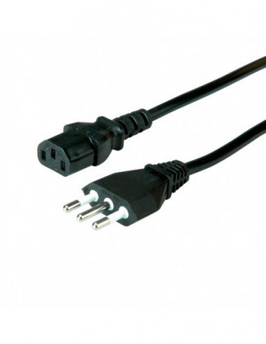 VALUE Kabel zasilający, prosty IEC Conncector, wersja włoska, czarny, 1,8 m Value