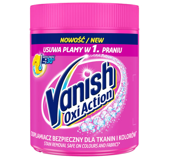 Vanish Oxi Action Pink odplamiacz do tkanin kolorowych i białych 470 g Vanish