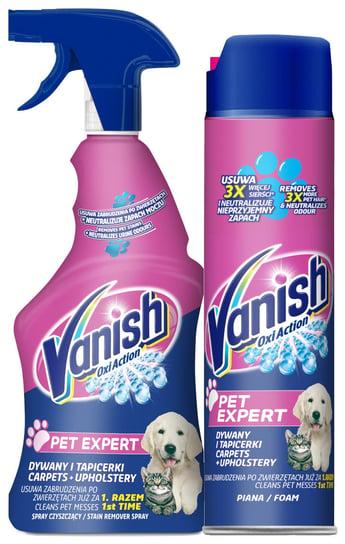 Vanish Pet Expert zestaw Pianka do usuwania zabrudzeń 600 ml + Spray do czyszczenia dywanów 500 ml Reckitt Benckiser