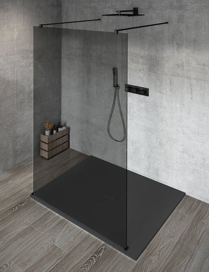 VARIO BLACK jednoczęściowa kabina przysznicowa Walk-In, szkło dymione, 1100 mm Inna marka