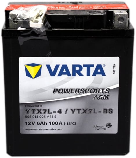 VARTA YTX7L-4 / YTX7L-BS 12V 6Ah 100A P+ Akumulator motocyklowy Varta