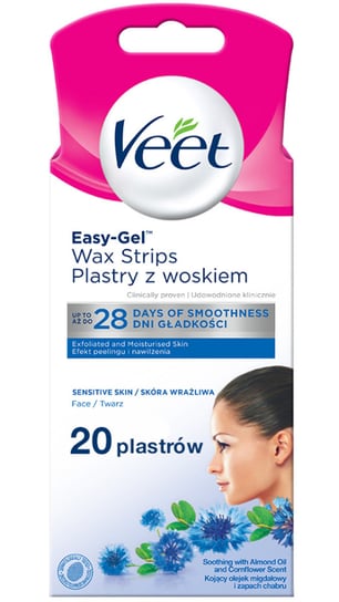 Veet, Easy-Gelwax, plastry z woskiem do depilacji twarzy z masłem shea, 12 szt. Veet