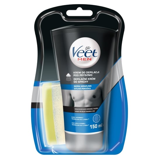 Veet Men Krem do depilacji dla mężczyzn pod prysznic skóra wrażliwa + gąbka 150ml Veet
