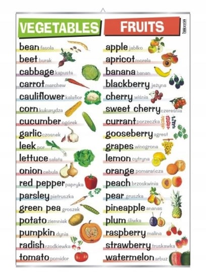 Vegetables fruits angielski plansza plakat VISUAL System