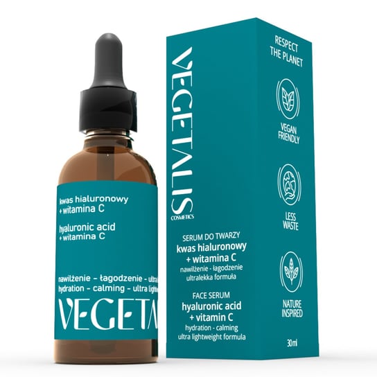 Vegetalis Cosmetics, Nawilżające lekkie serum do twarzy Witamina C + kwas hialuronowy, 30ml Vegetalis Cosmetics
