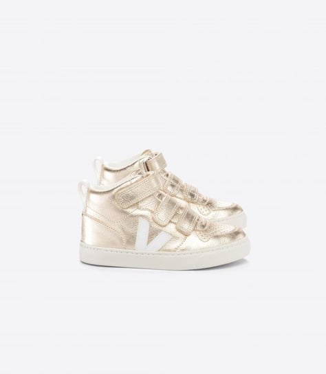 Veja - Sneakersy Dziecięce V-10 Mid Chromefree Leather - Platine White - 31 Veja