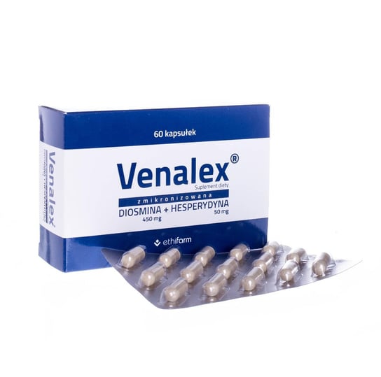 Venalex ( zmikronizowana diosmina 450 mg + Hespedryna 50 mg ), suplement diety, 60 kapsułek Ethifarm