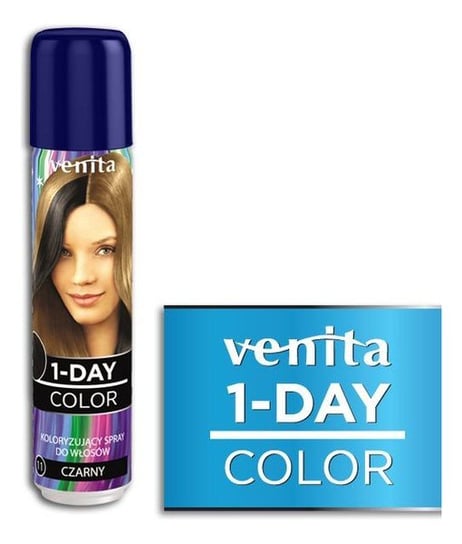 Venita, 1-Day, spray koloryzujący do włosów, 02 Czarna, 50 ml Venita