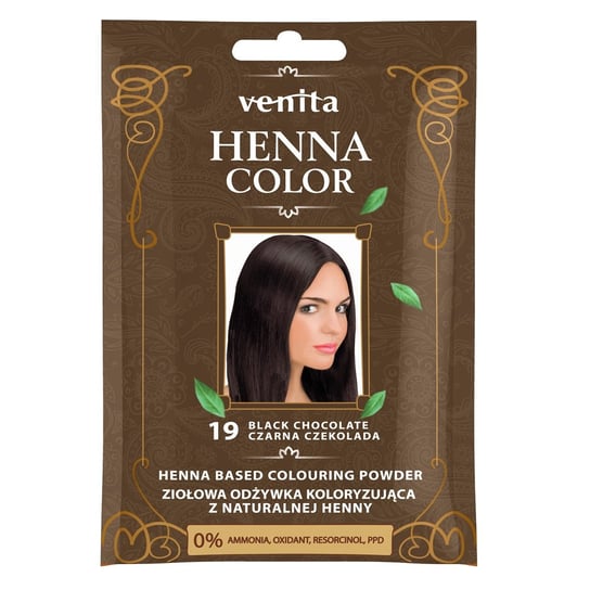 Venita, Henna Color, odżywka koloryzująca, saszetka, 19 Czarna Czekolada, 30 g Venita