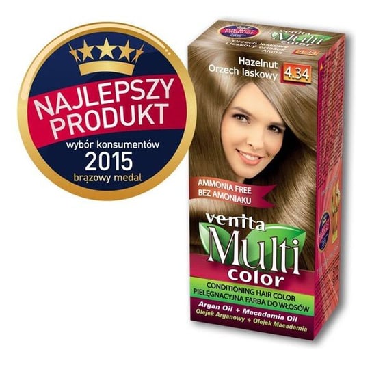 Venita, Multi Color, farba do włosów, 4.34 Orzech Laskowy Venita