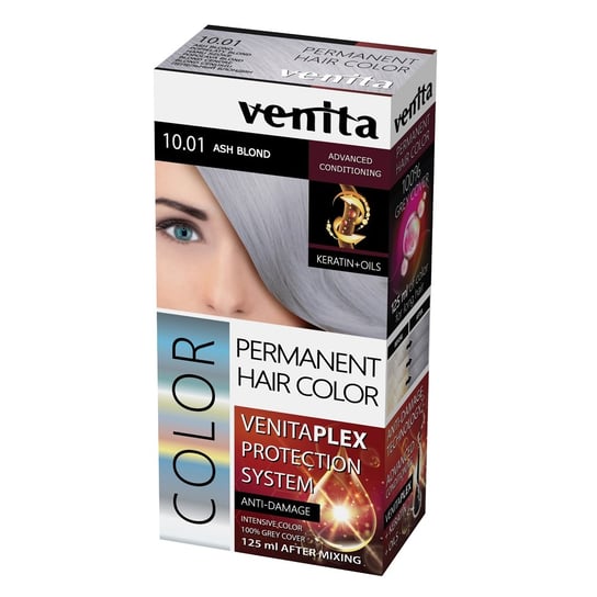 Venita, Plex Protection System Permanent Hair Color, farba do włosów z systemem ochrony koloru 10.01 Ash Blond Venita